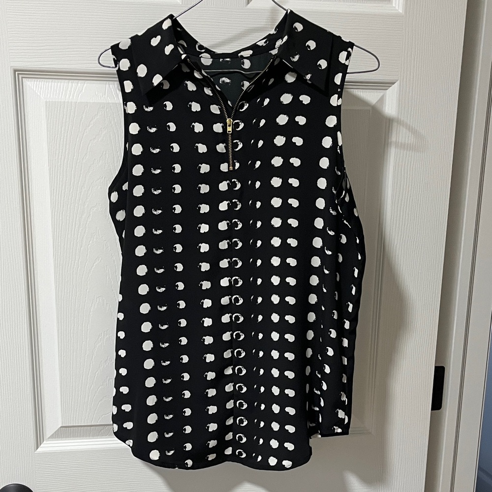 Black & White Polka Dot Sleeveless Top